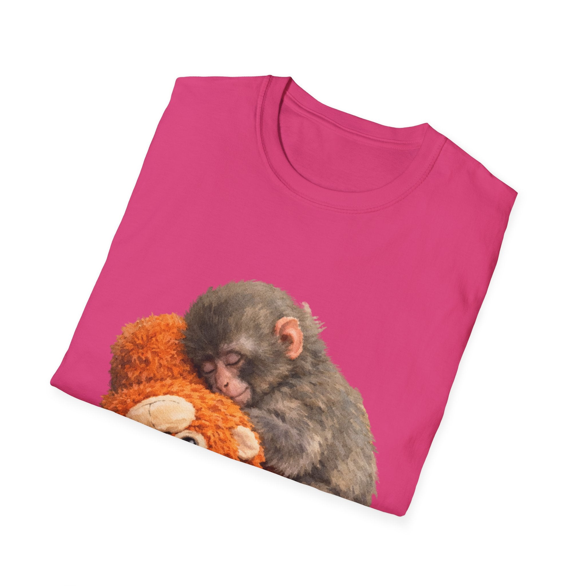 Baby Monkey & Teddy T-Shirt — Cute Sleepy Primate Graphic Tee