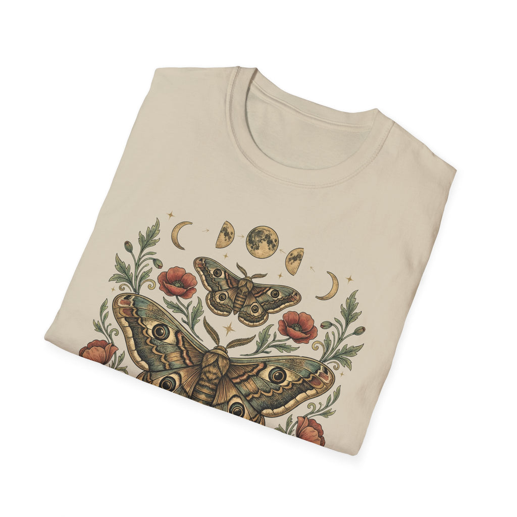 Moth & Moon Botanical T-Shirt — Vintage Poppy Moth Graphic Tee