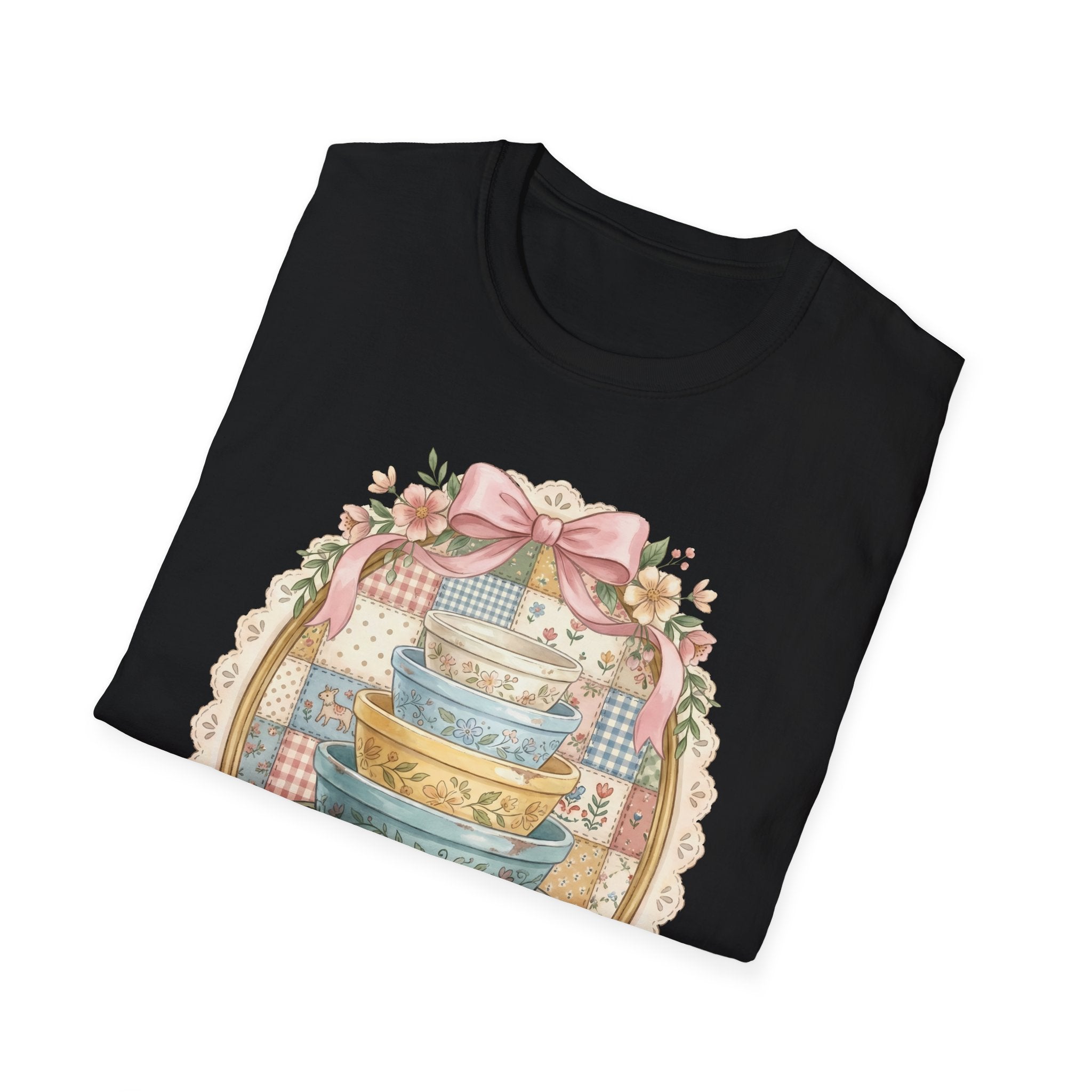 Vintage Mixing Bowls T-Shirt — Shabby Chic Kitchen Stack Graphic Tee