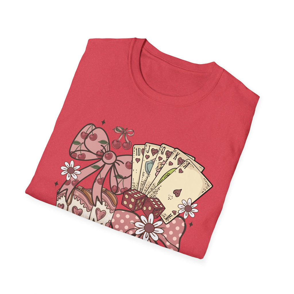Cowgirl Aesthetic T‑Shirt — Western Boots, Cards & Ribbon Graphic
