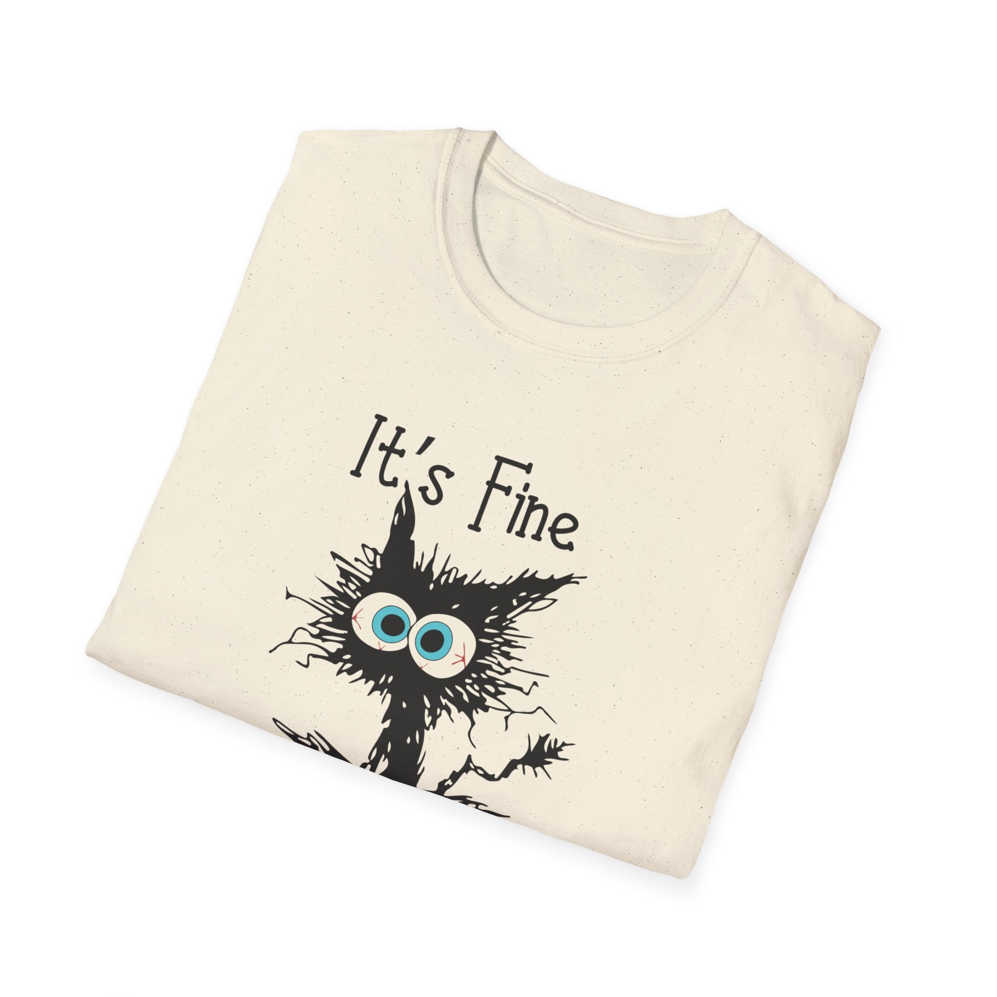 It's Fine Cat T-Shirt — Funny Grunge Cat Graphic Tee ("It's Fine I'm Fine Everything Is Fine")