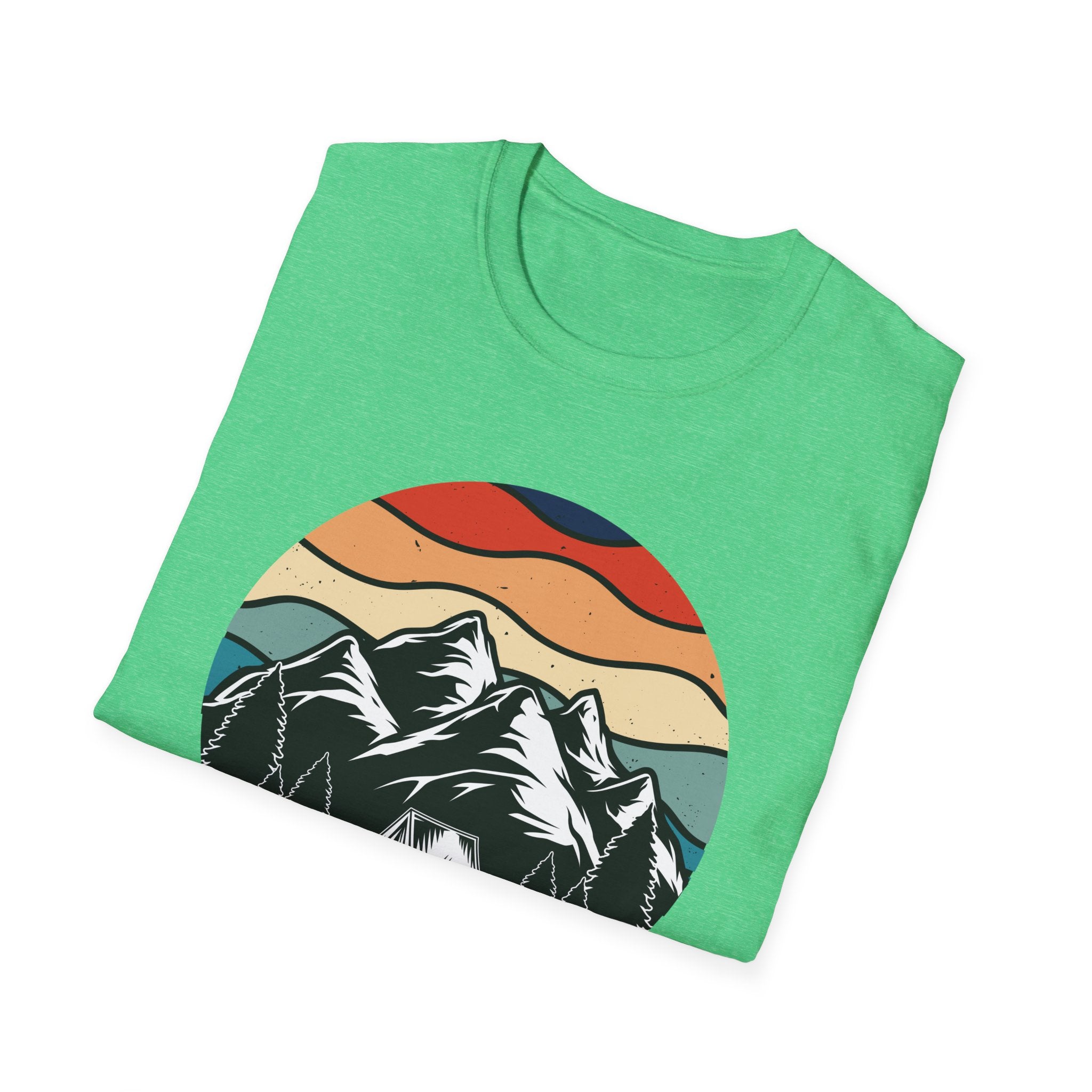 Retro Mountain Graphic T-Shirt — Sunset Camping Wilderness Tee