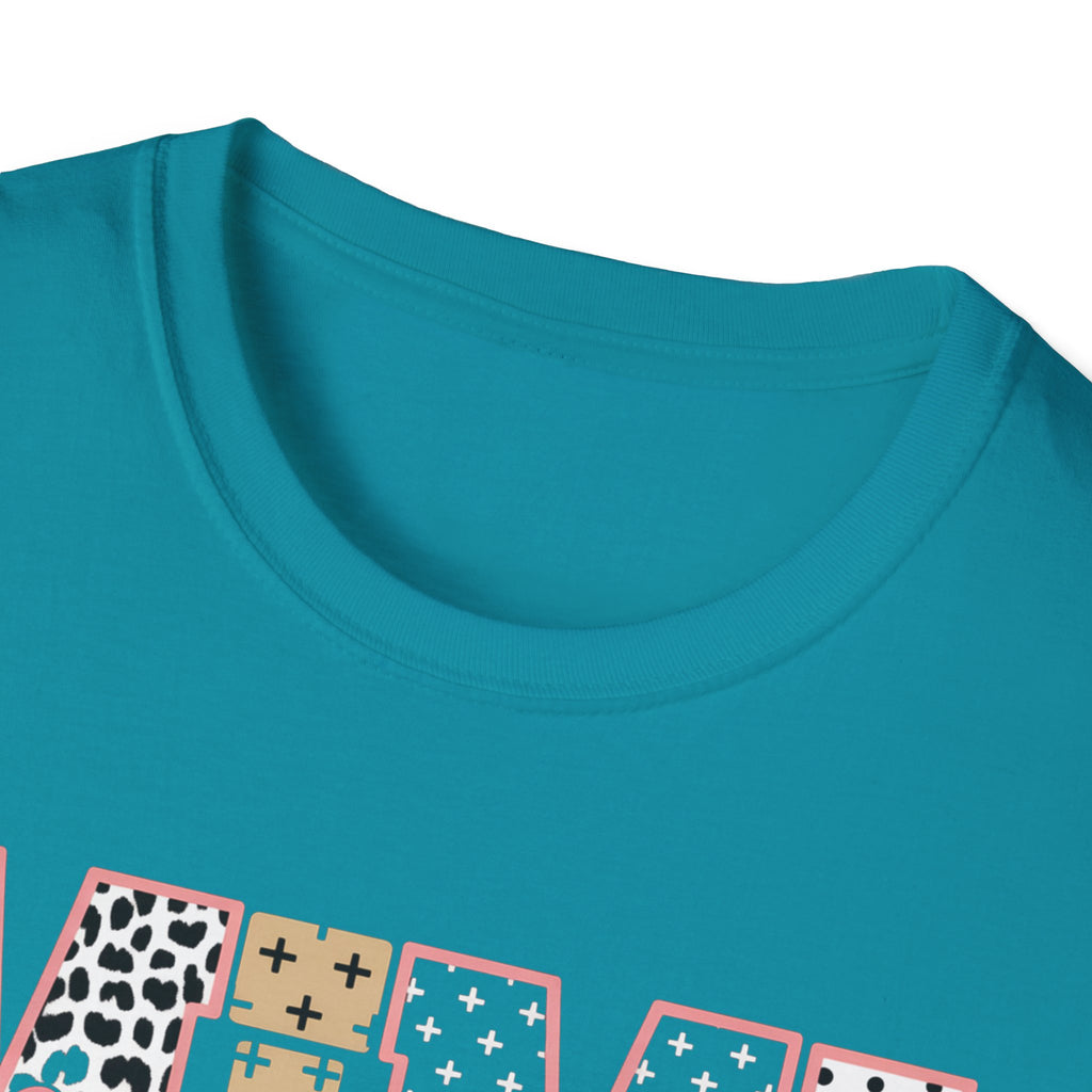 Mimi Leopard Patchwork T‑Shirt — Cute Floral & Animal Print "Mimi" Graphic Tee