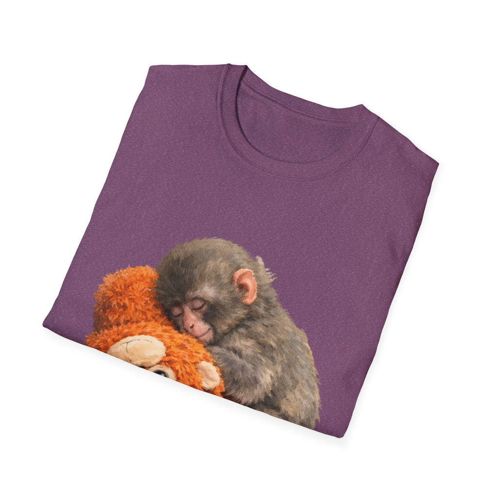 Baby Monkey & Teddy T-Shirt — Cute Sleepy Primate Graphic Tee