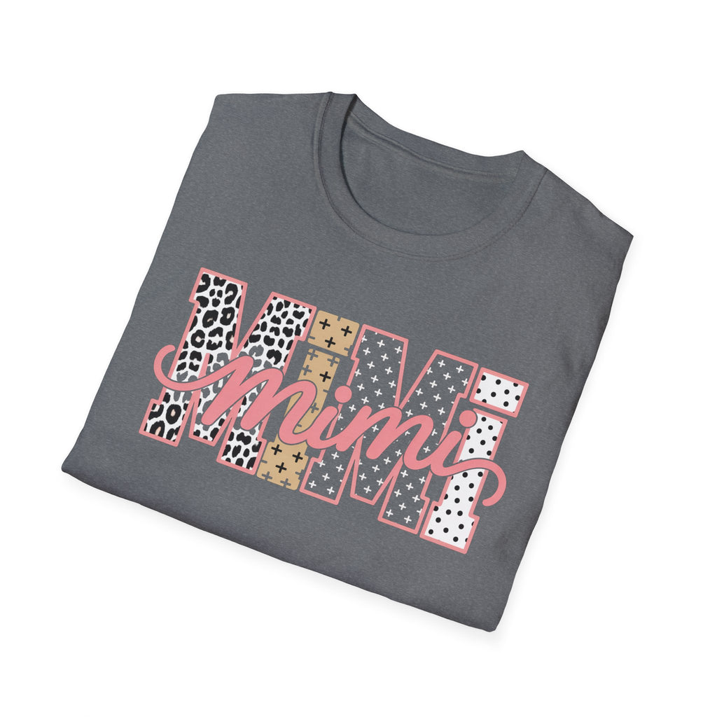 Mimi Leopard Patchwork T‑Shirt — Cute Floral & Animal Print "Mimi" Graphic Tee