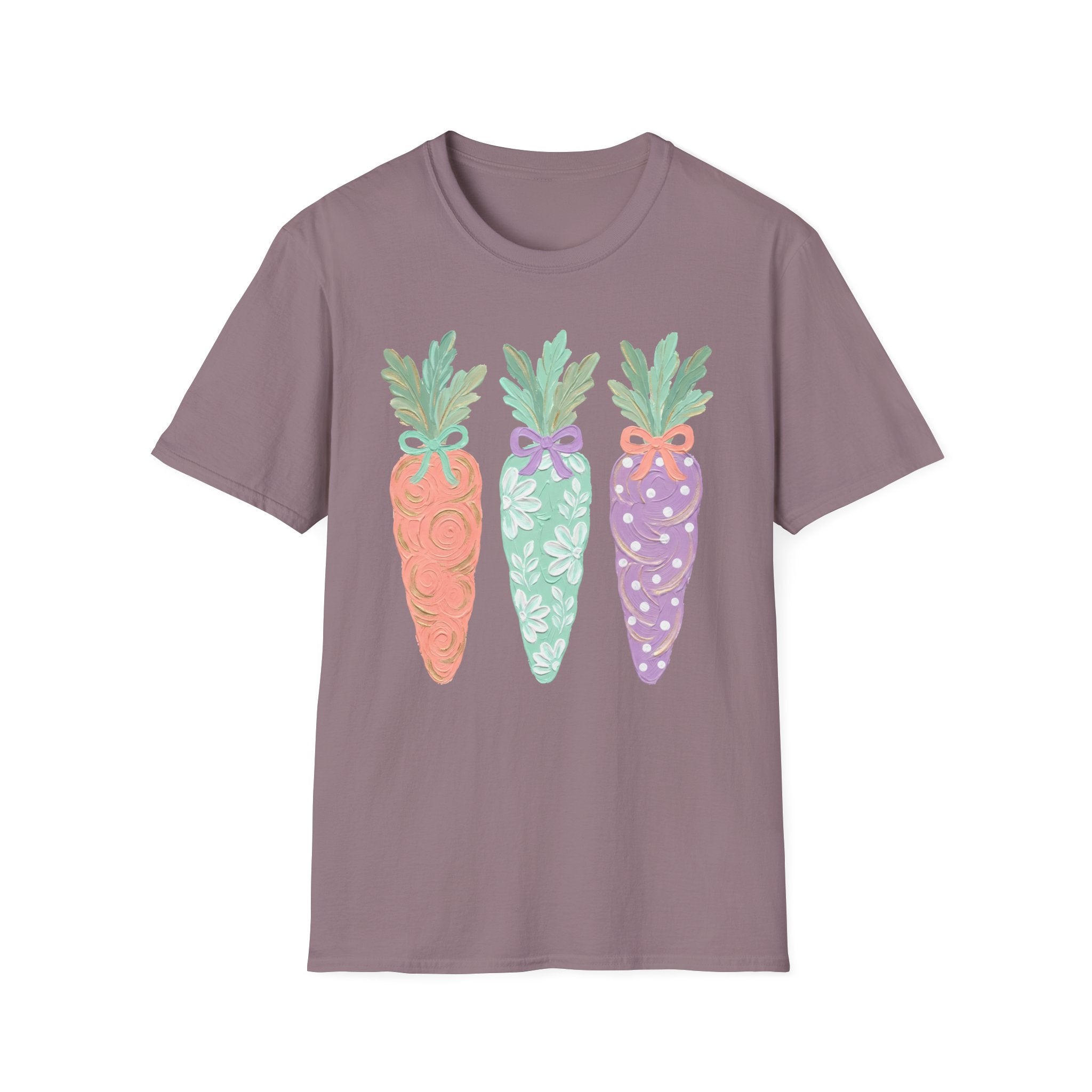Carrot Trio Graphic T-Shirt — Pastel Floral Easter Tee
