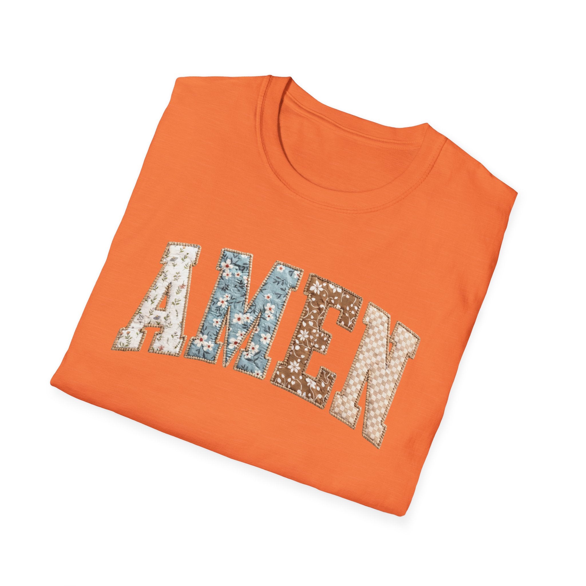 Amen Floral T-Shirt — Vintage Patchwork Faith Tee