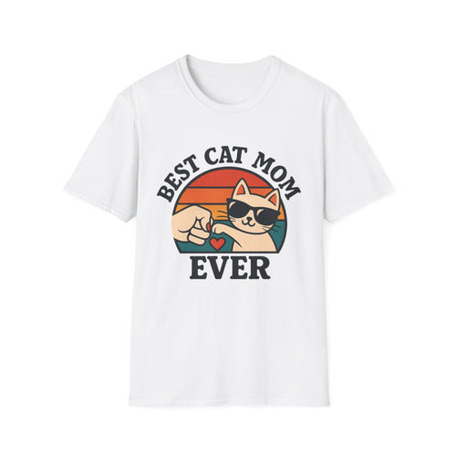 Best Cat Mom Ever T-Shirt — Cute Retro Cat Fist Bump Tee for Cat Lovers, Mother's Day Gift