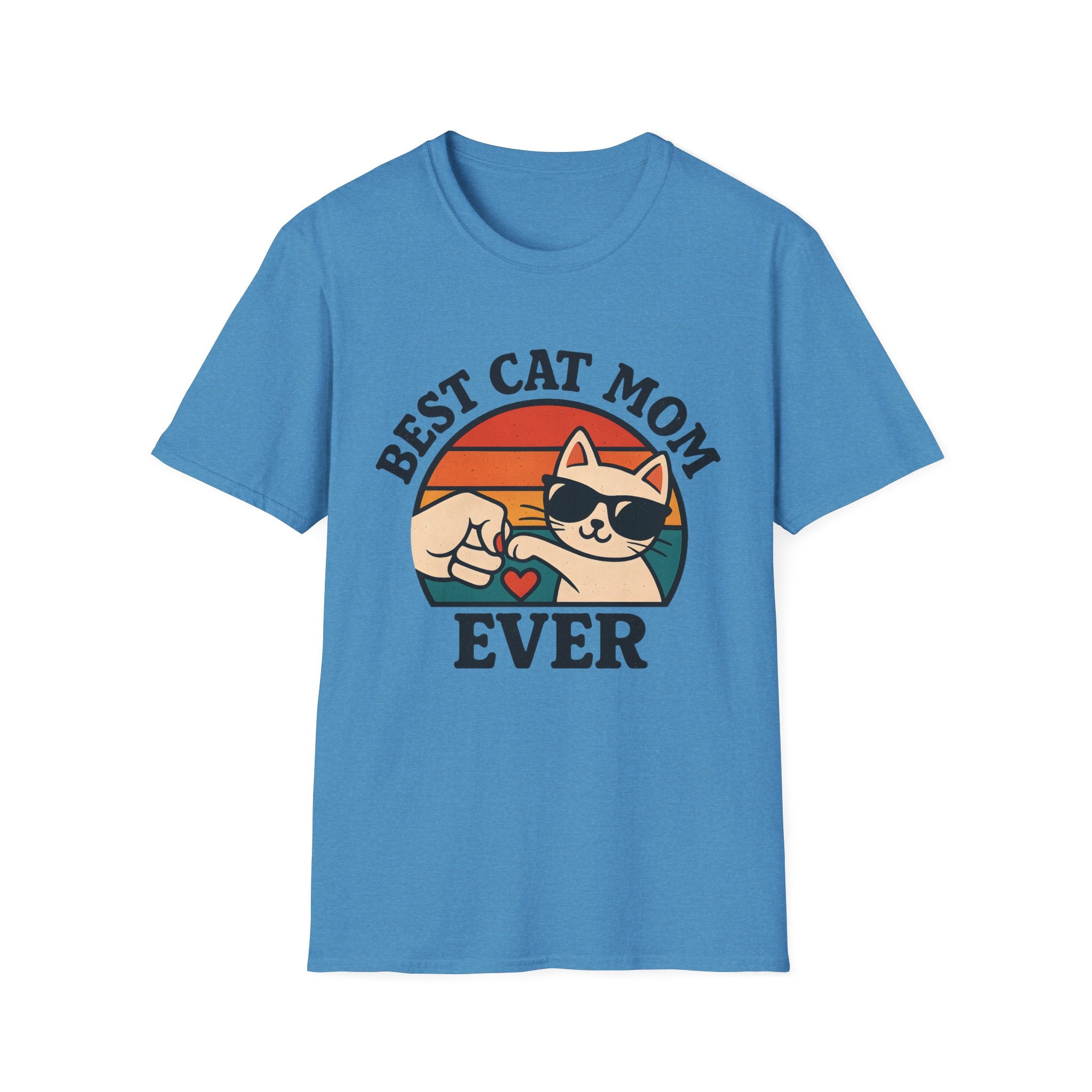 Best Cat Mom Ever T-Shirt — Cute Retro Cat Fist Bump Tee for Cat Lovers, Mother's Day Gift
