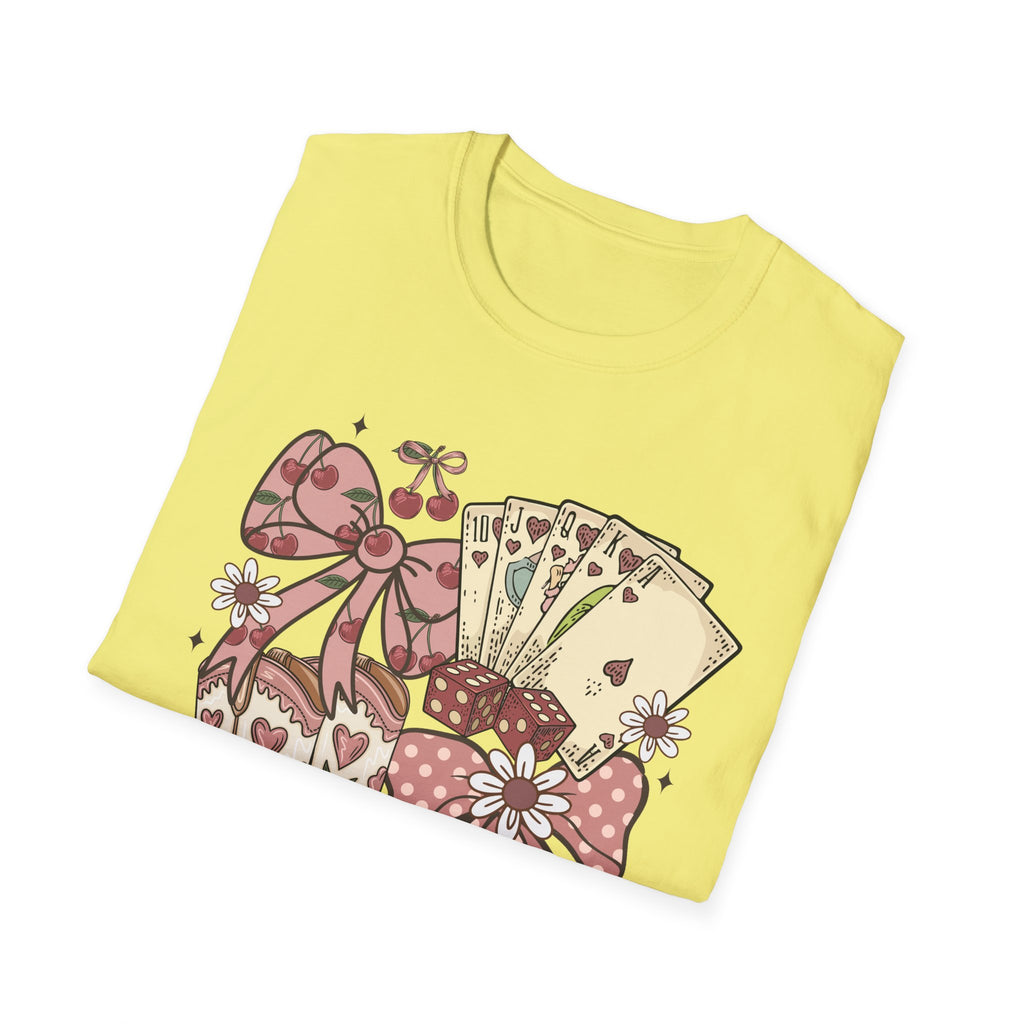 Cowgirl Aesthetic T‑Shirt — Western Boots, Cards & Ribbon Graphic