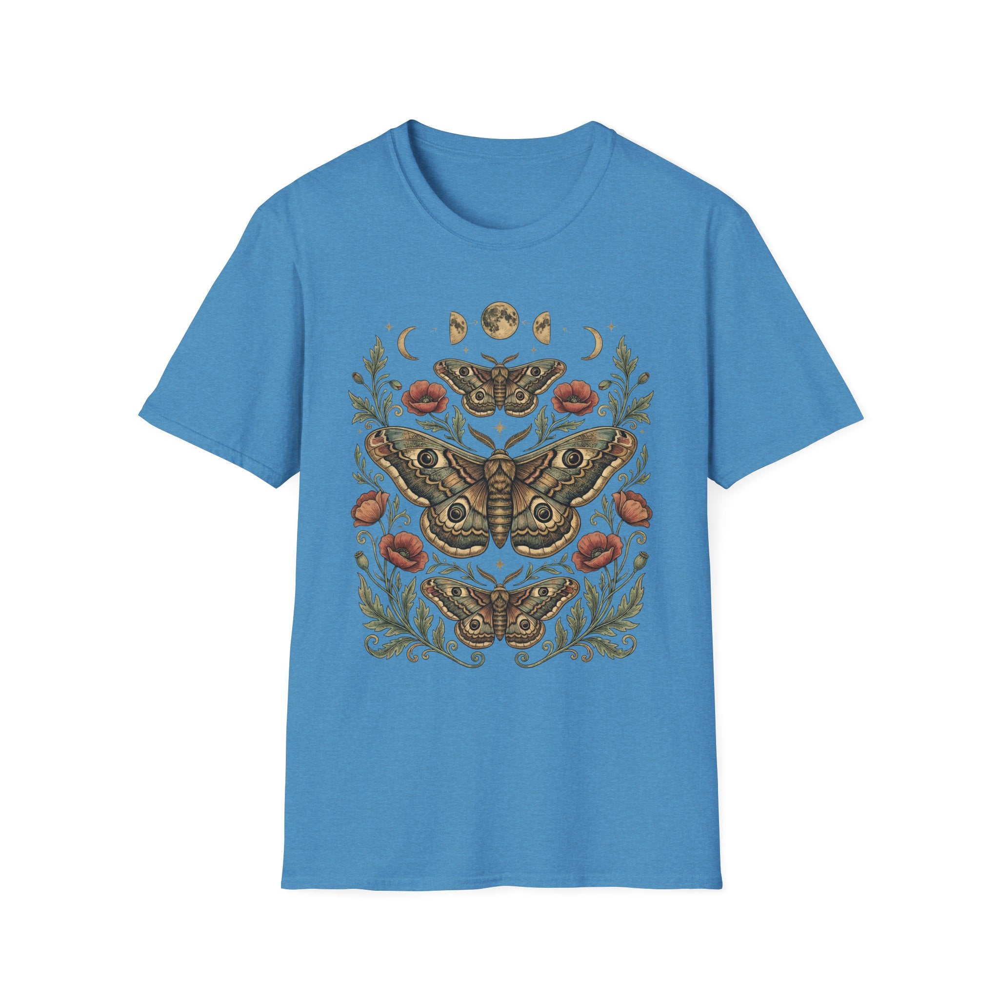 Moth & Moon Botanical T-Shirt — Vintage Poppy Moth Graphic Tee