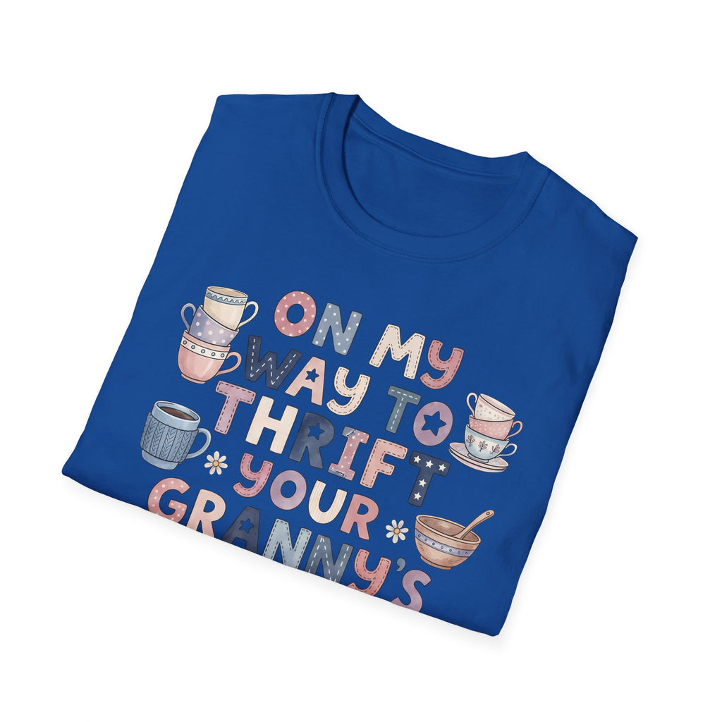 Thrifted Finds Tee — “On My Way to Thrift Your Granny’s Knick Knacks” Vintage Coffee Graphic T-Shirt
