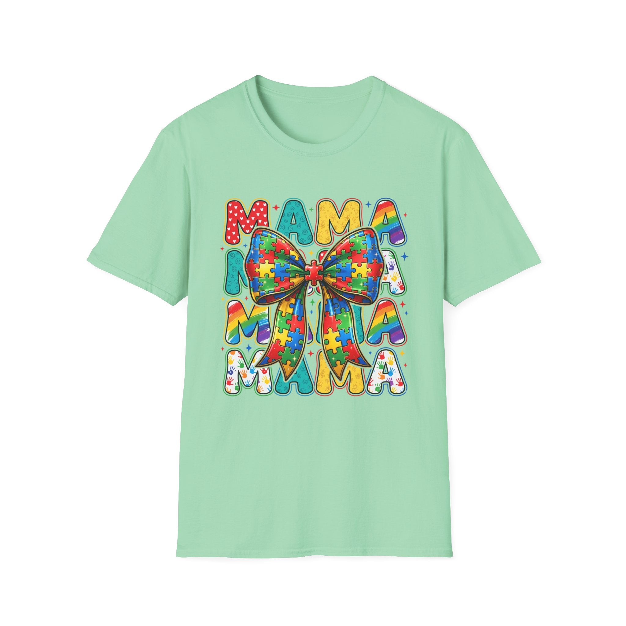 Autism Awareness Mama T-Shirt — Puzzle Ribbon Mom Tee for Autism Support