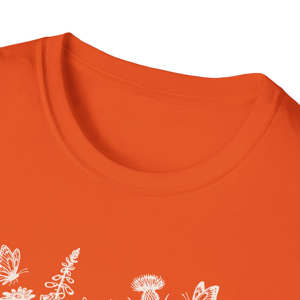 Skeleton Reading in Wildflowers T-Shirt — Gothic Floral Skull Tee