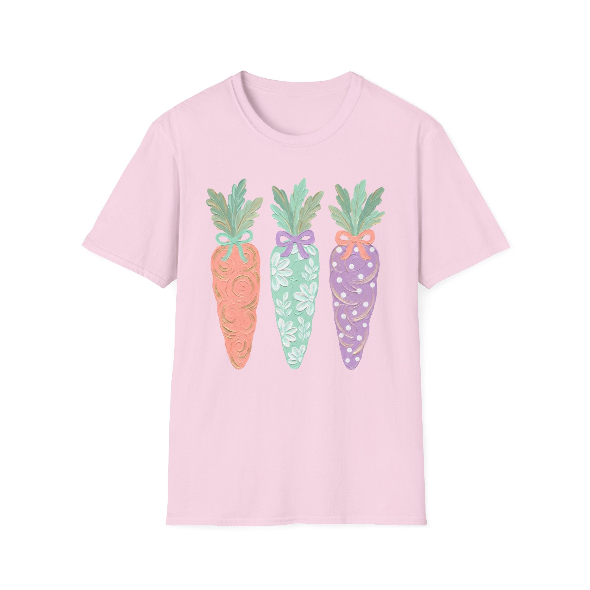 Carrot Trio Graphic T-Shirt — Pastel Floral Easter Tee