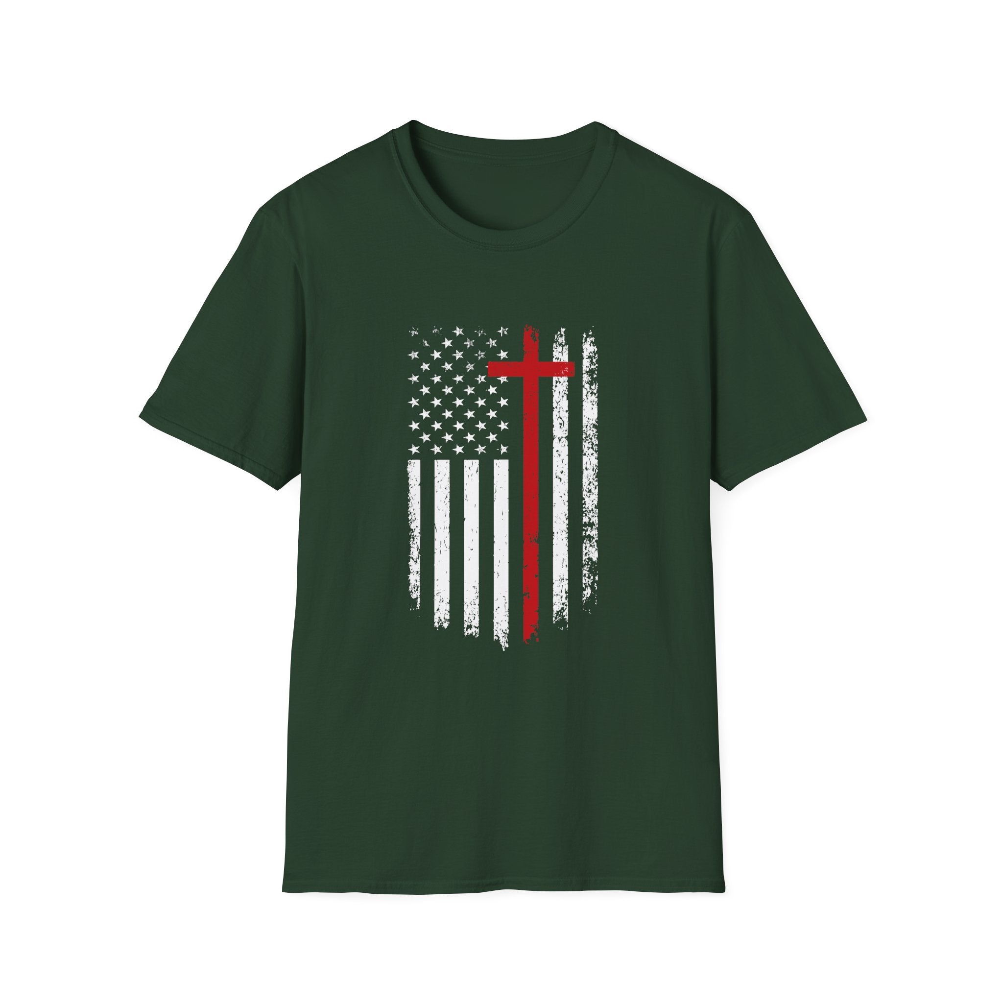 Christian Cross Minimalist T-Shirt — Distressed Red Cross Faith Tee