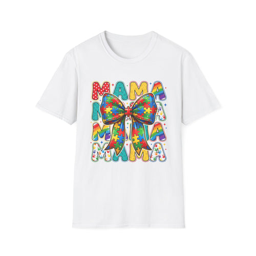 Autism Awareness Mama T-Shirt — Puzzle Ribbon Mom Tee for Autism Support