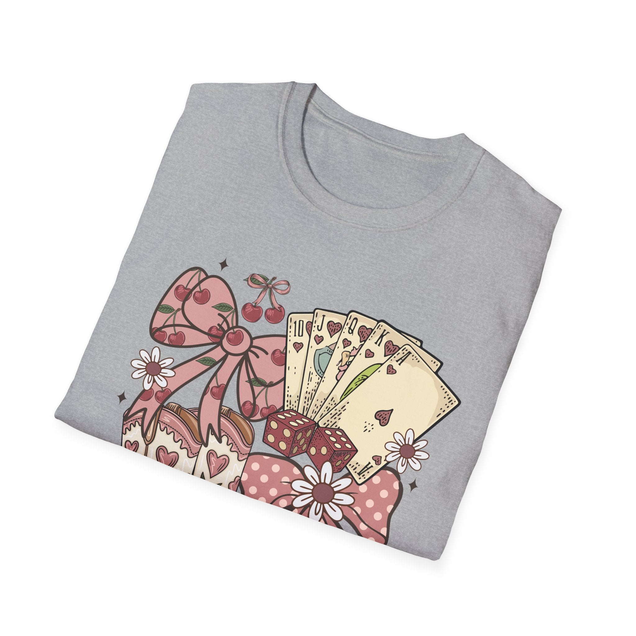 Cowgirl Aesthetic T‑Shirt — Western Boots, Cards & Ribbon Graphic