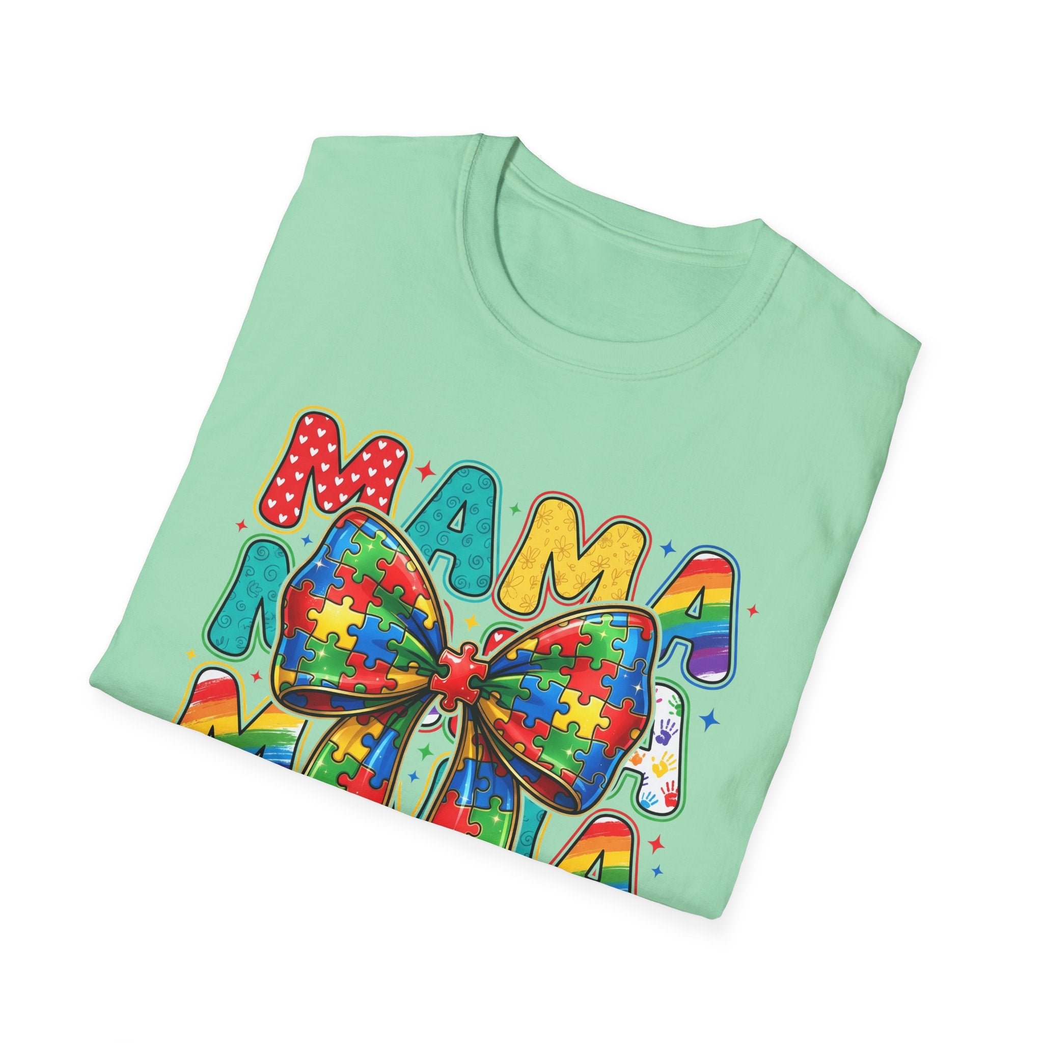 Autism Awareness Mama T-Shirt — Puzzle Ribbon Mom Tee for Autism Support