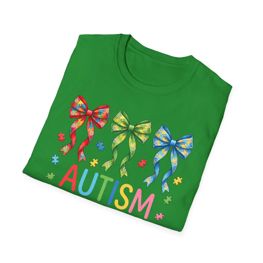 Autism Awareness T-Shirt — "Autism: Accept • Understand • Love" with Colorful Ribbon Bows