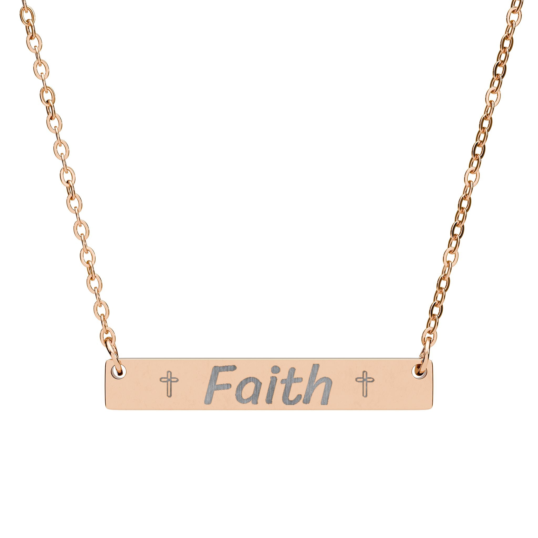 Faith Engraved Bar Necklace