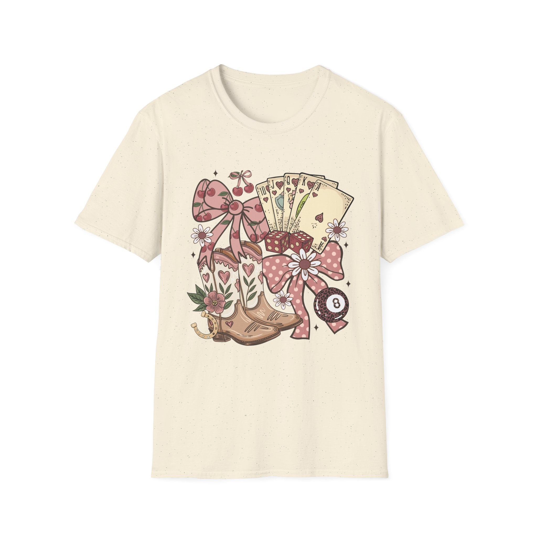 Cowgirl Aesthetic T‑Shirt — Western Boots, Cards & Ribbon Graphic