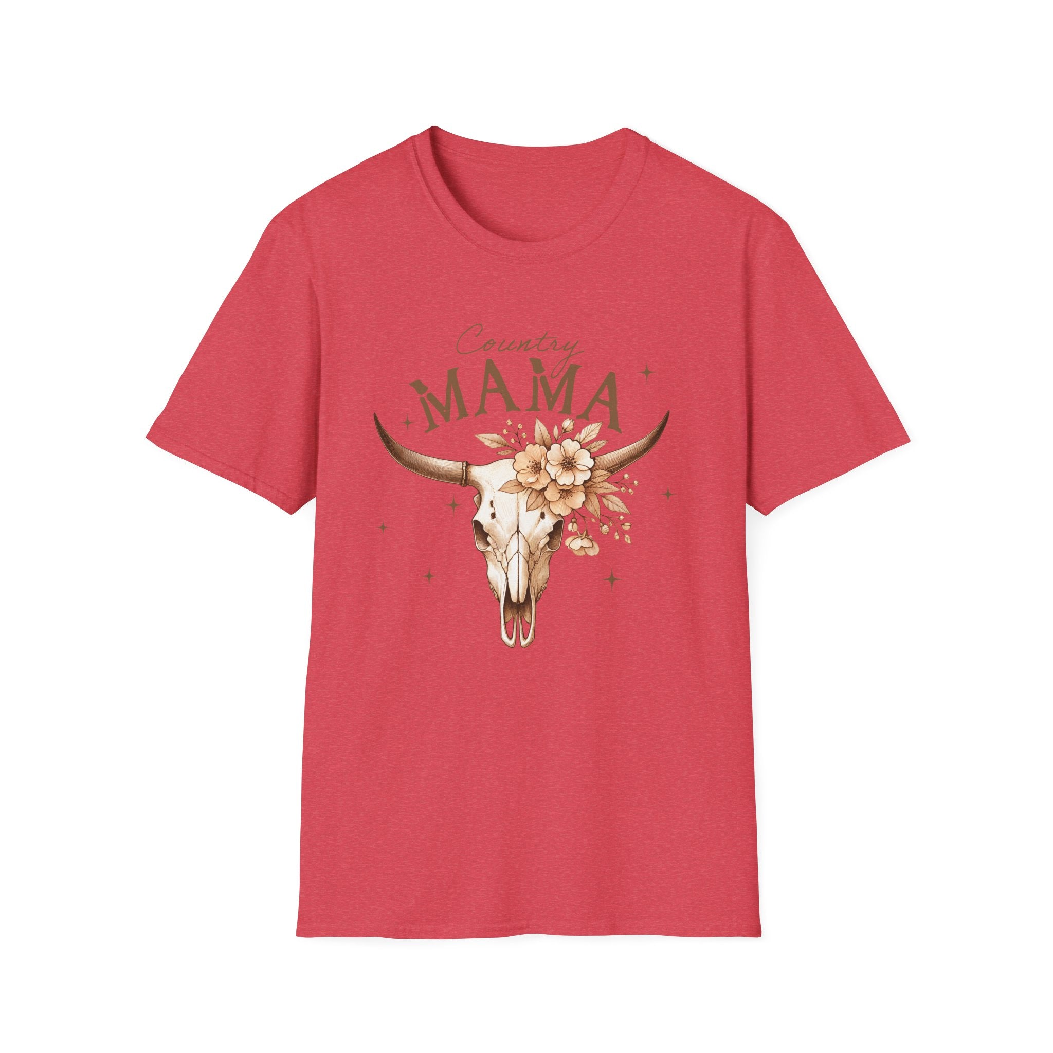 Country Mama T-Shirt — Floral Longhorn Skull Graphic