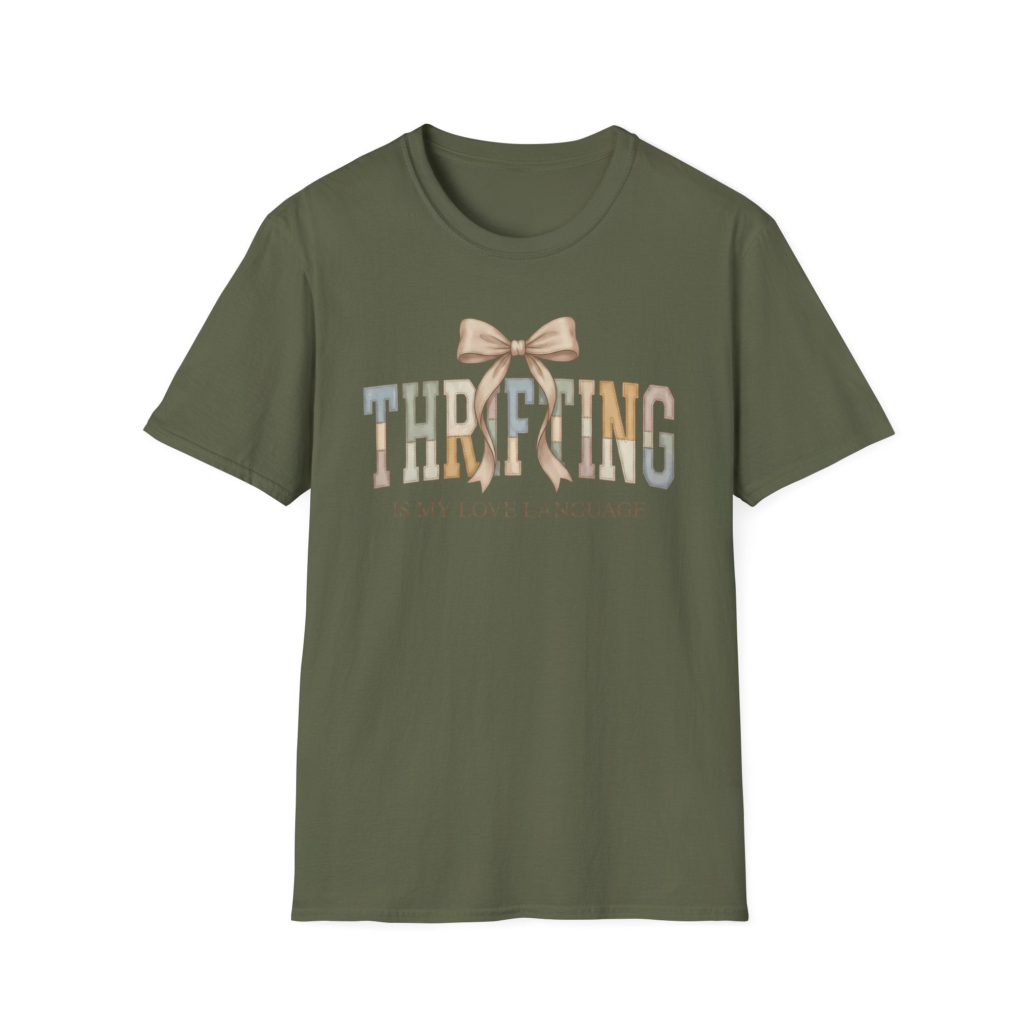 Thrifting Is My Love Language T-Shirt – Retro Bow Vintage Vibe Tee for Thrift Lovers