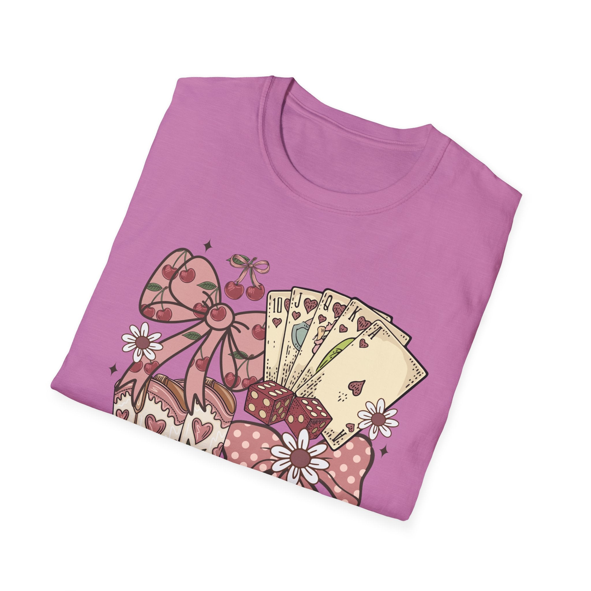Cowgirl Aesthetic T‑Shirt — Western Boots, Cards & Ribbon Graphic