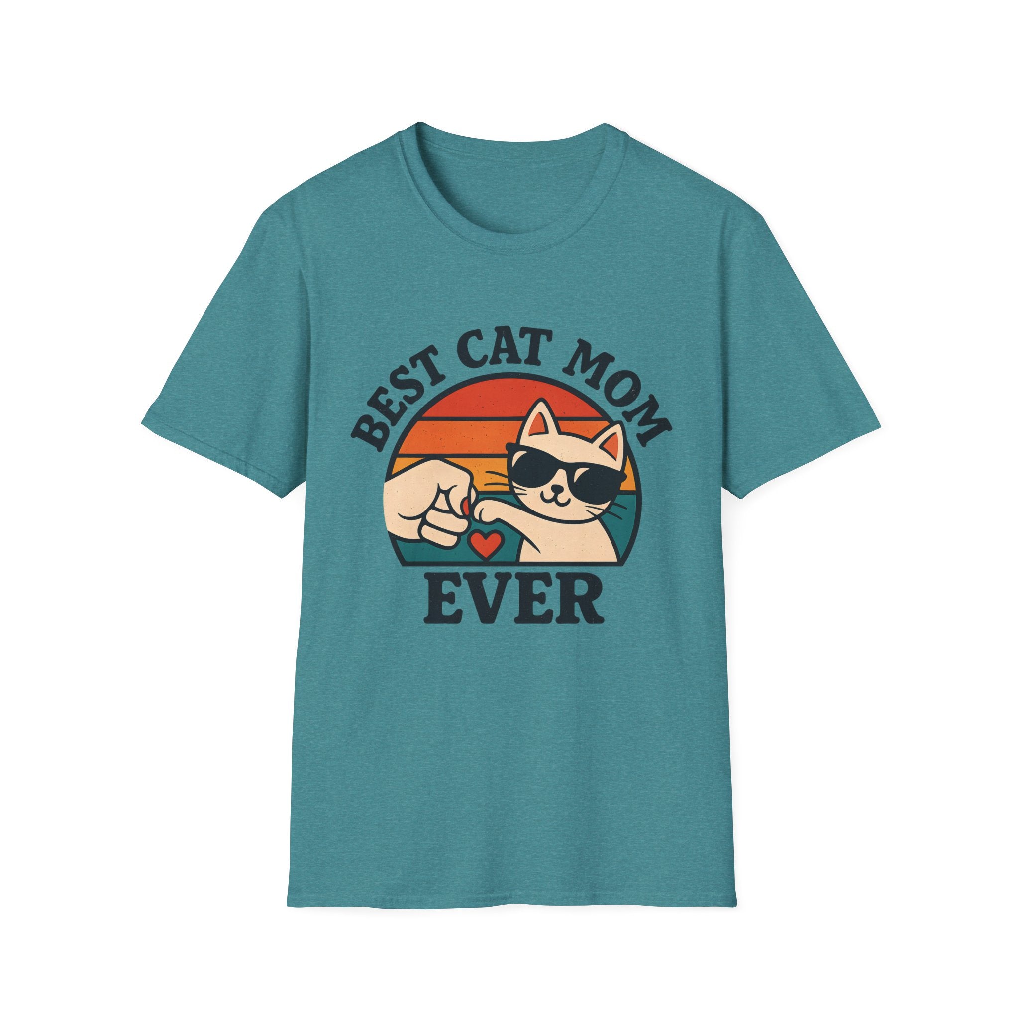 Best Cat Mom Ever T-Shirt — Cute Retro Cat Fist Bump Tee for Cat Lovers, Mother's Day Gift