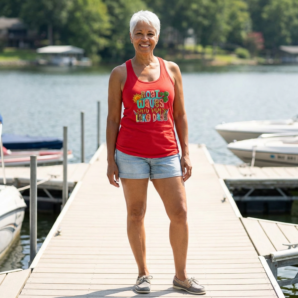 Boat Waves, Sun Rays, Lake Days -- Women's Ideal Racerback Tank