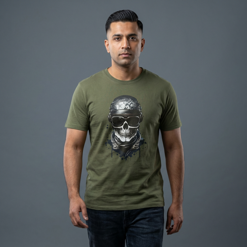 Skull Soldier Graphic T-Shirt — Tactical Skull Helmet Design