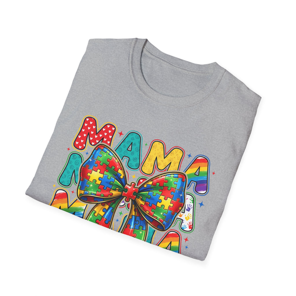 Autism Awareness Mama T-Shirt — Puzzle Ribbon Mom Tee for Autism Support