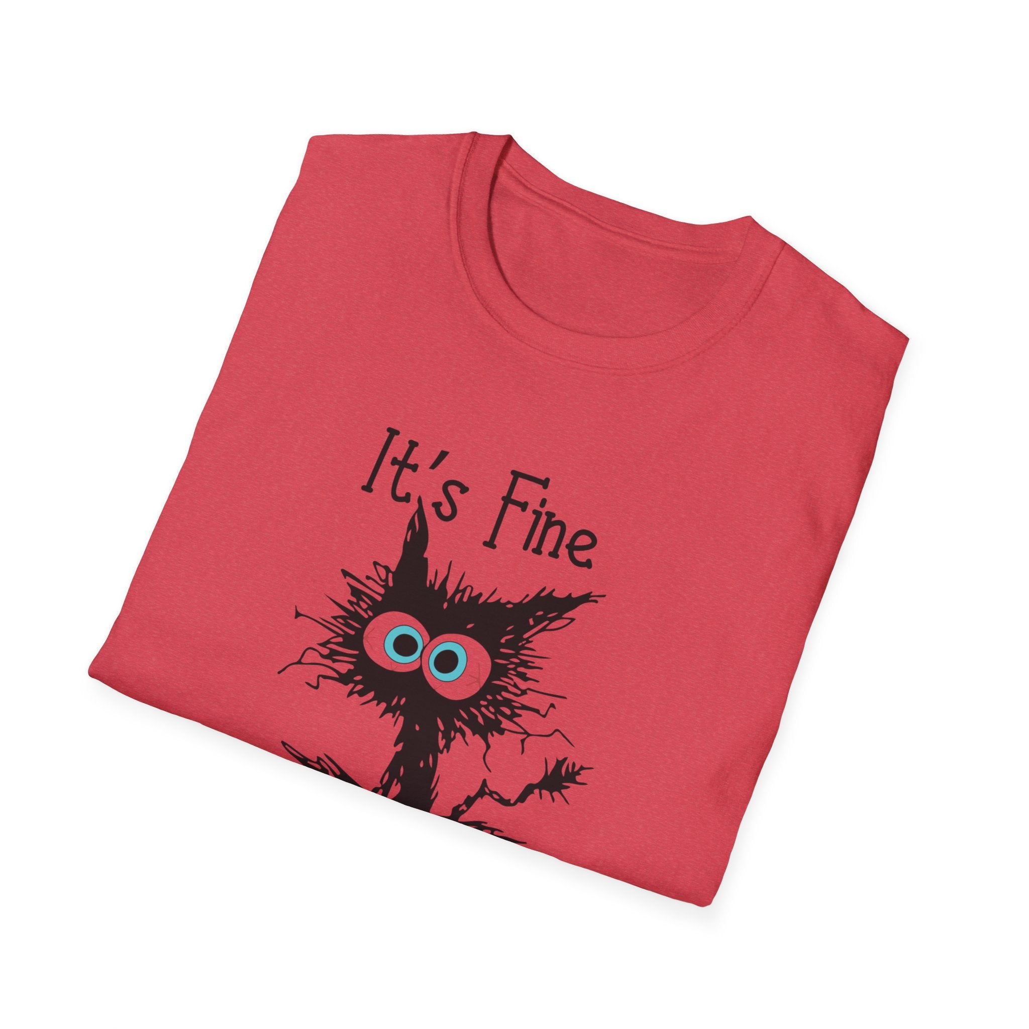 It's Fine Cat T-Shirt — Funny Grunge Cat Graphic Tee ("It's Fine I'm Fine Everything Is Fine")