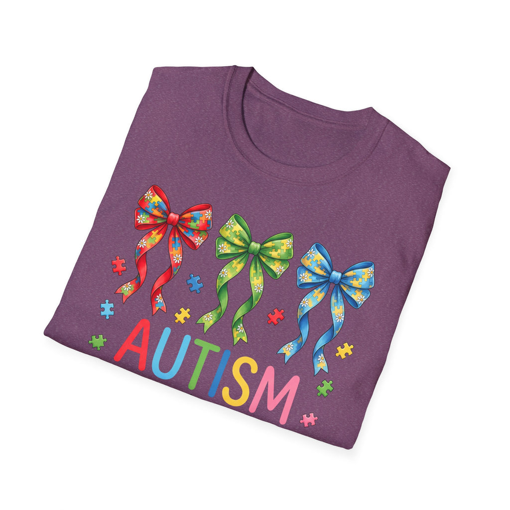 Autism Awareness T-Shirt — "Autism: Accept • Understand • Love" with Colorful Ribbon Bows