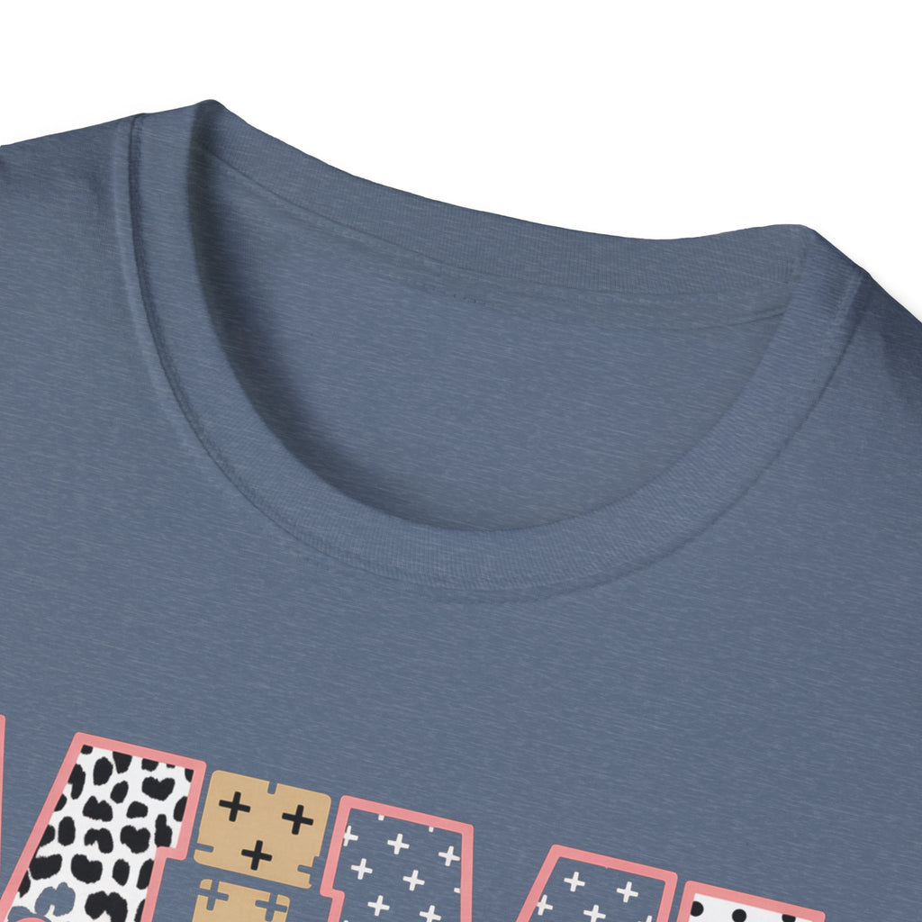Mimi Leopard Patchwork T‑Shirt — Cute Floral & Animal Print "Mimi" Graphic Tee