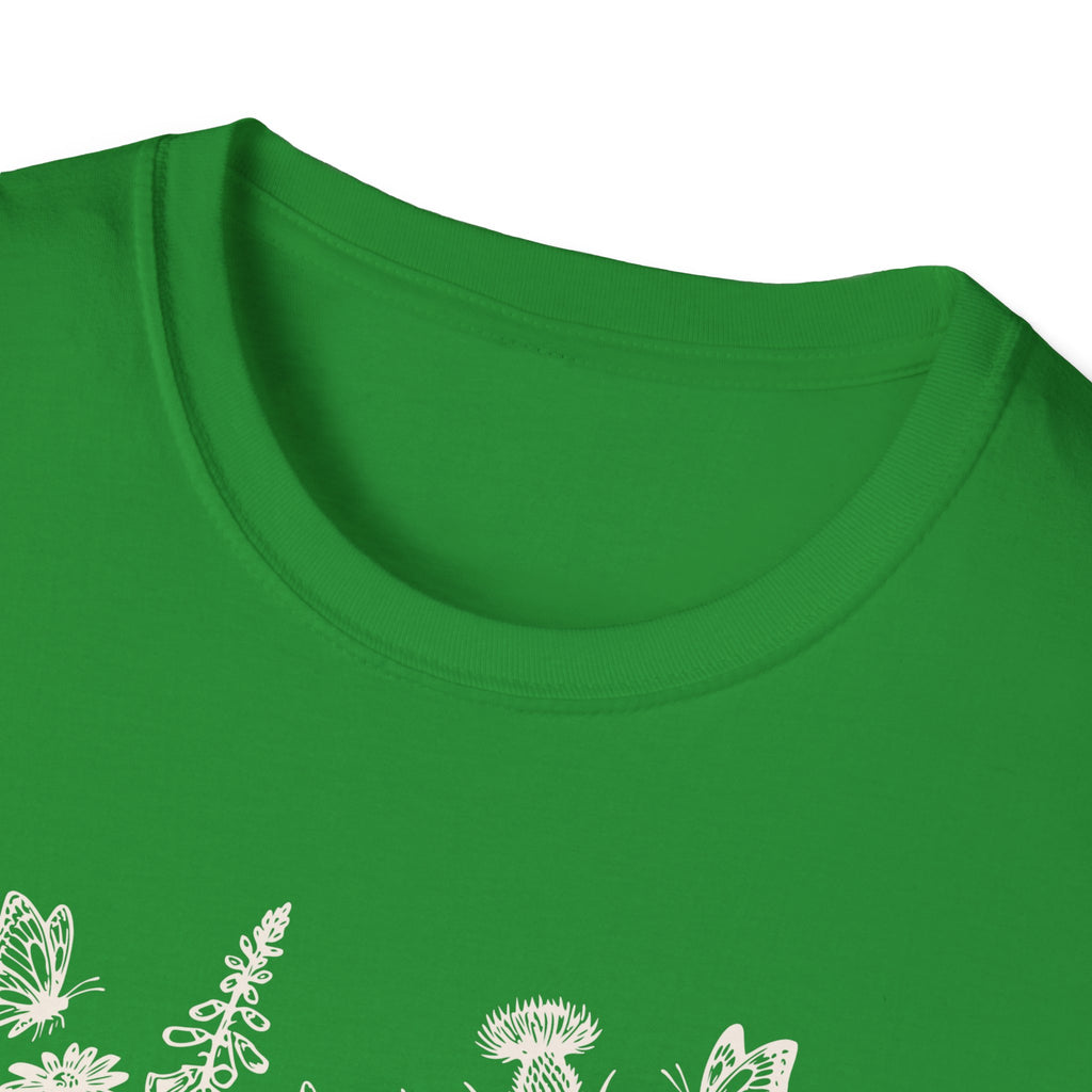 Skeleton Reading in Wildflowers T-Shirt — Gothic Floral Skull Tee