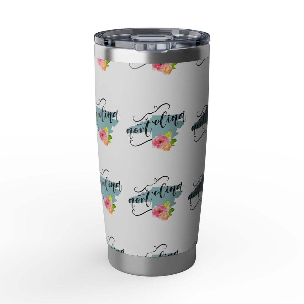 North Carolina Floral Travel Tumbler — 20oz Insulated Stainless Cup