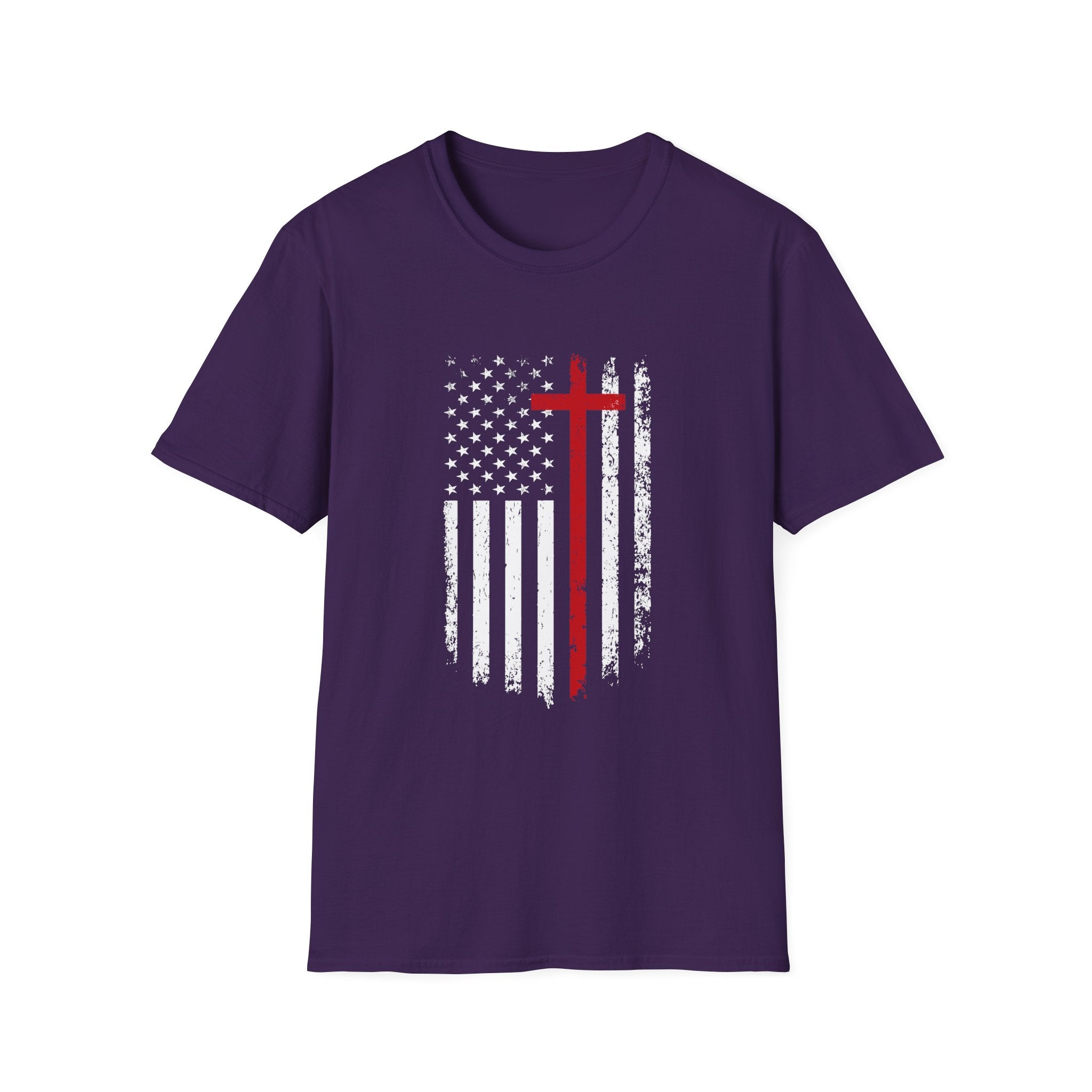 Christian Cross Minimalist T-Shirt — Distressed Red Cross Faith Tee