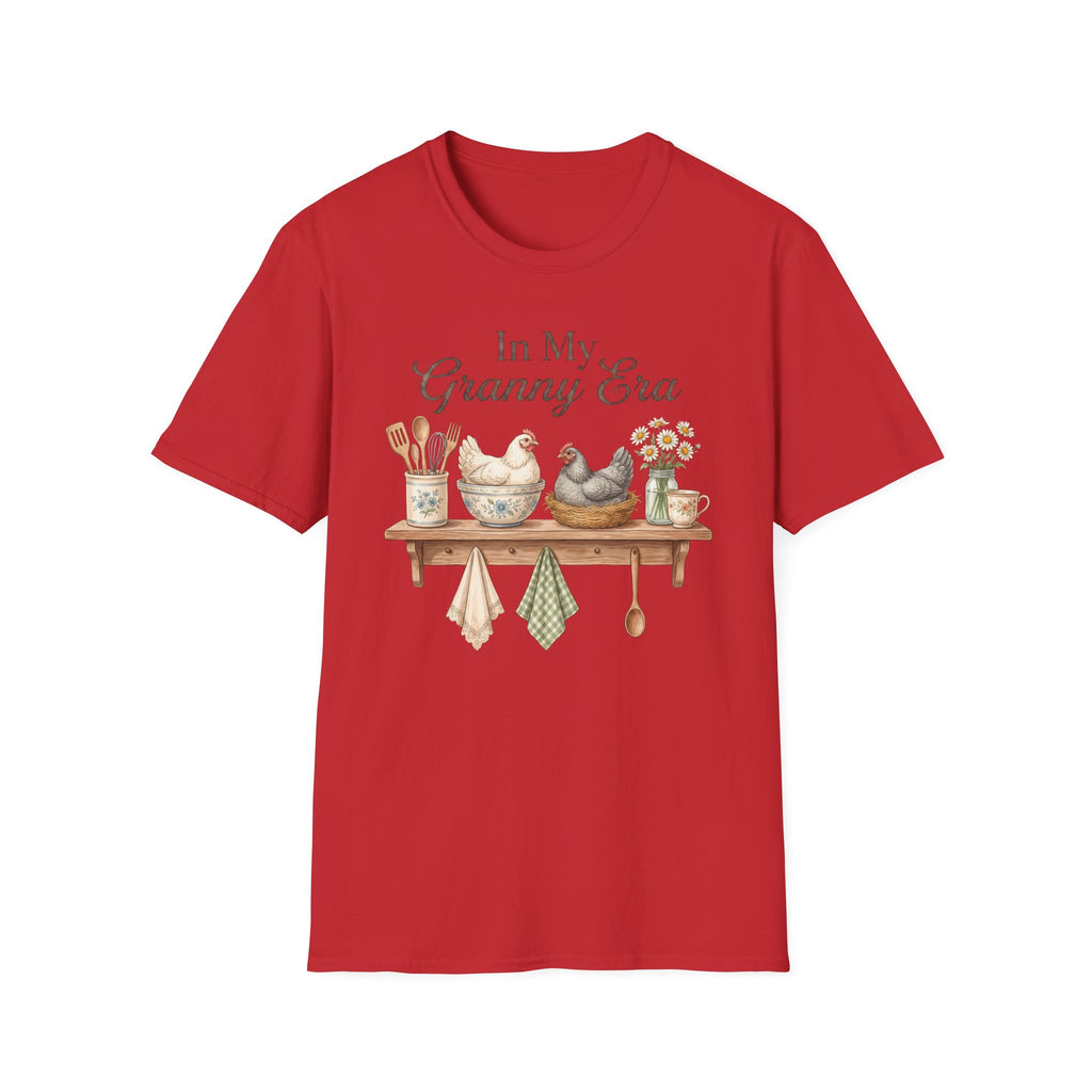 T-Shirt — "In My Granny Era" Vintage Kitchen Chickens Graphic