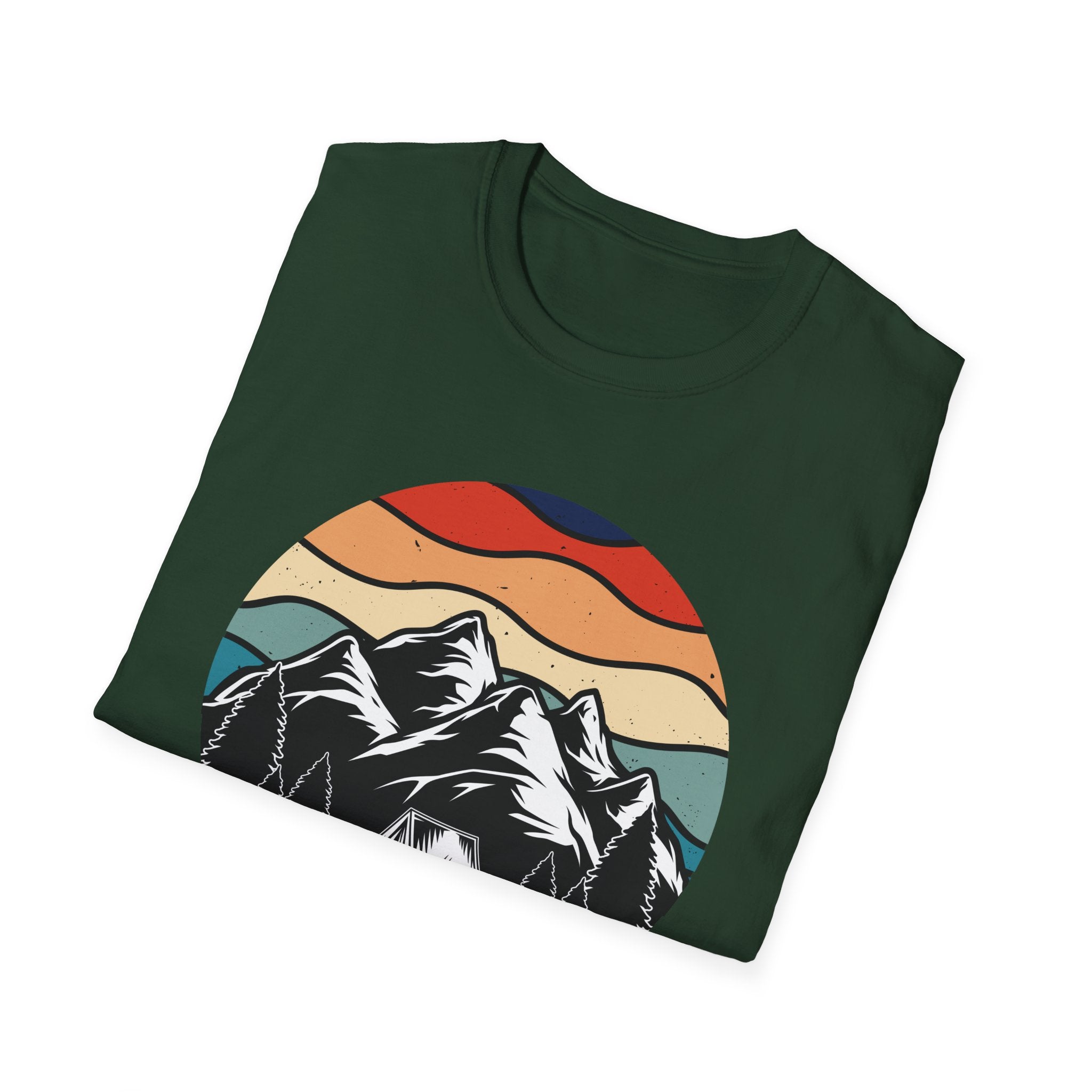 Retro Mountain Graphic T-Shirt — Sunset Camping Wilderness Tee