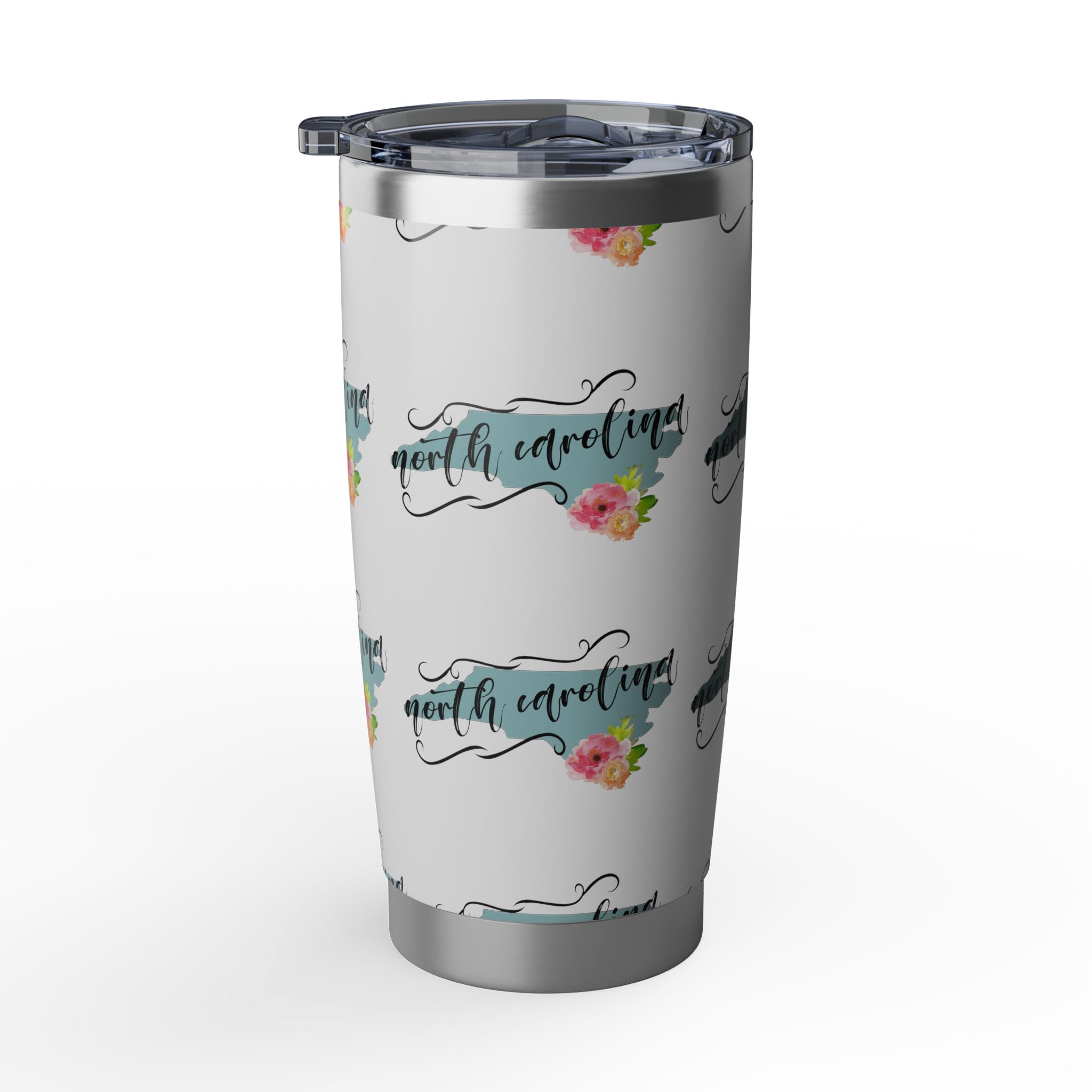 North Carolina Floral Travel Tumbler — 20oz Insulated Stainless Cup