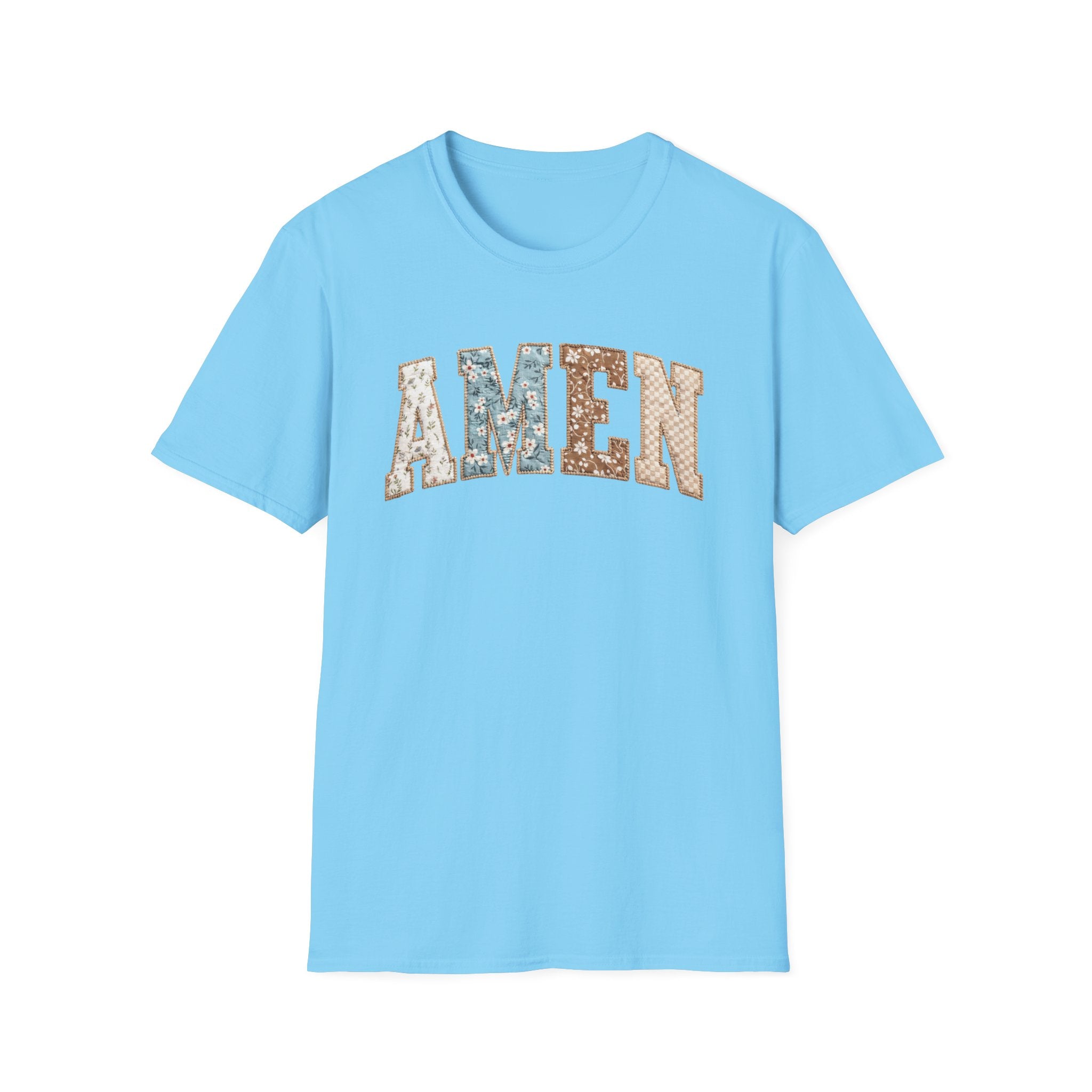 Amen Floral T-Shirt — Vintage Patchwork Faith Tee