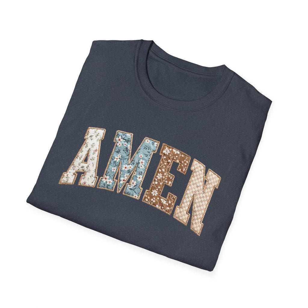 Amen Floral T-Shirt — Vintage Patchwork Faith Tee