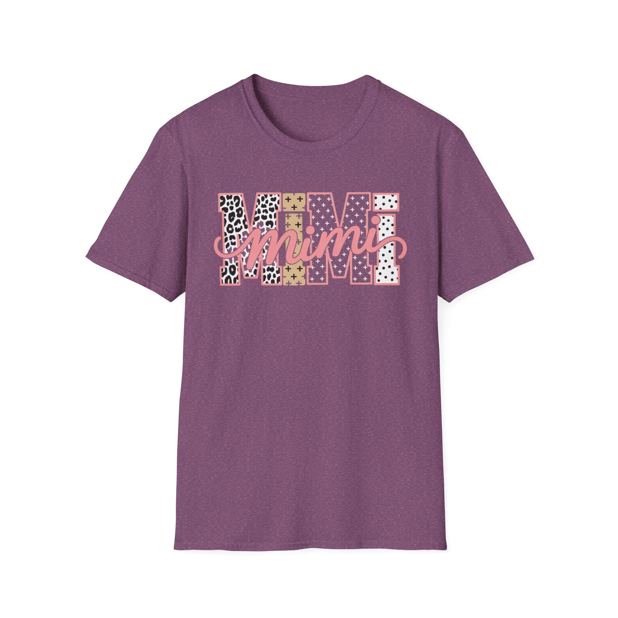 Mimi Leopard Patchwork T‑Shirt — Cute Floral & Animal Print "Mimi" Graphic Tee