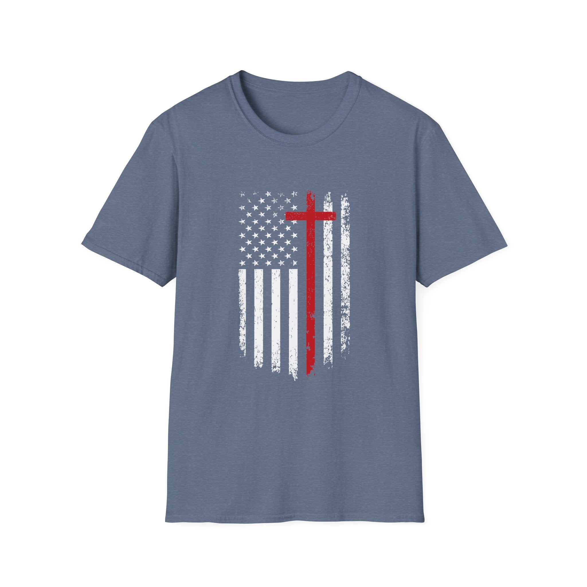 Christian Cross Minimalist T-Shirt — Distressed Red Cross Faith Tee