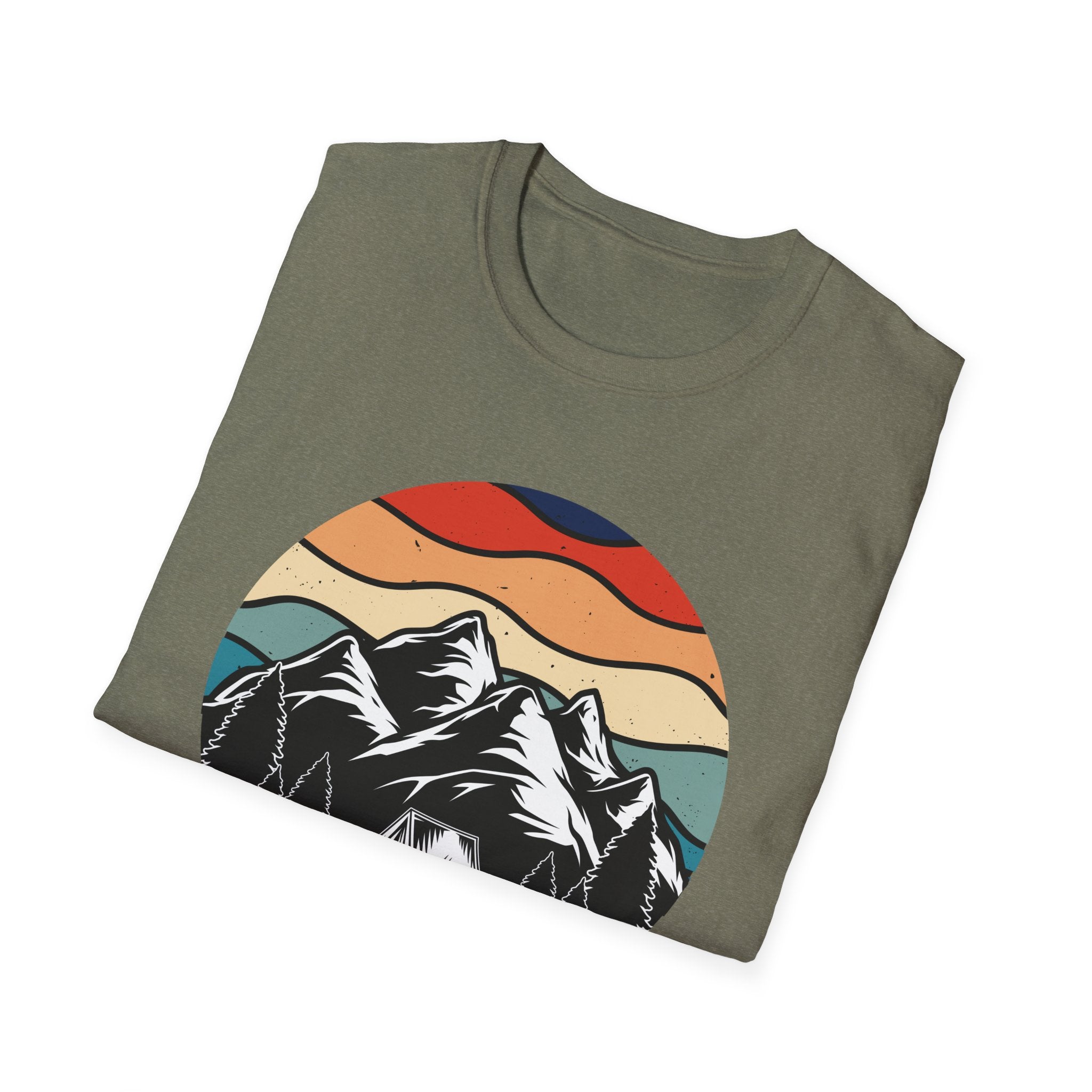 Retro Mountain Graphic T-Shirt — Sunset Camping Wilderness Tee