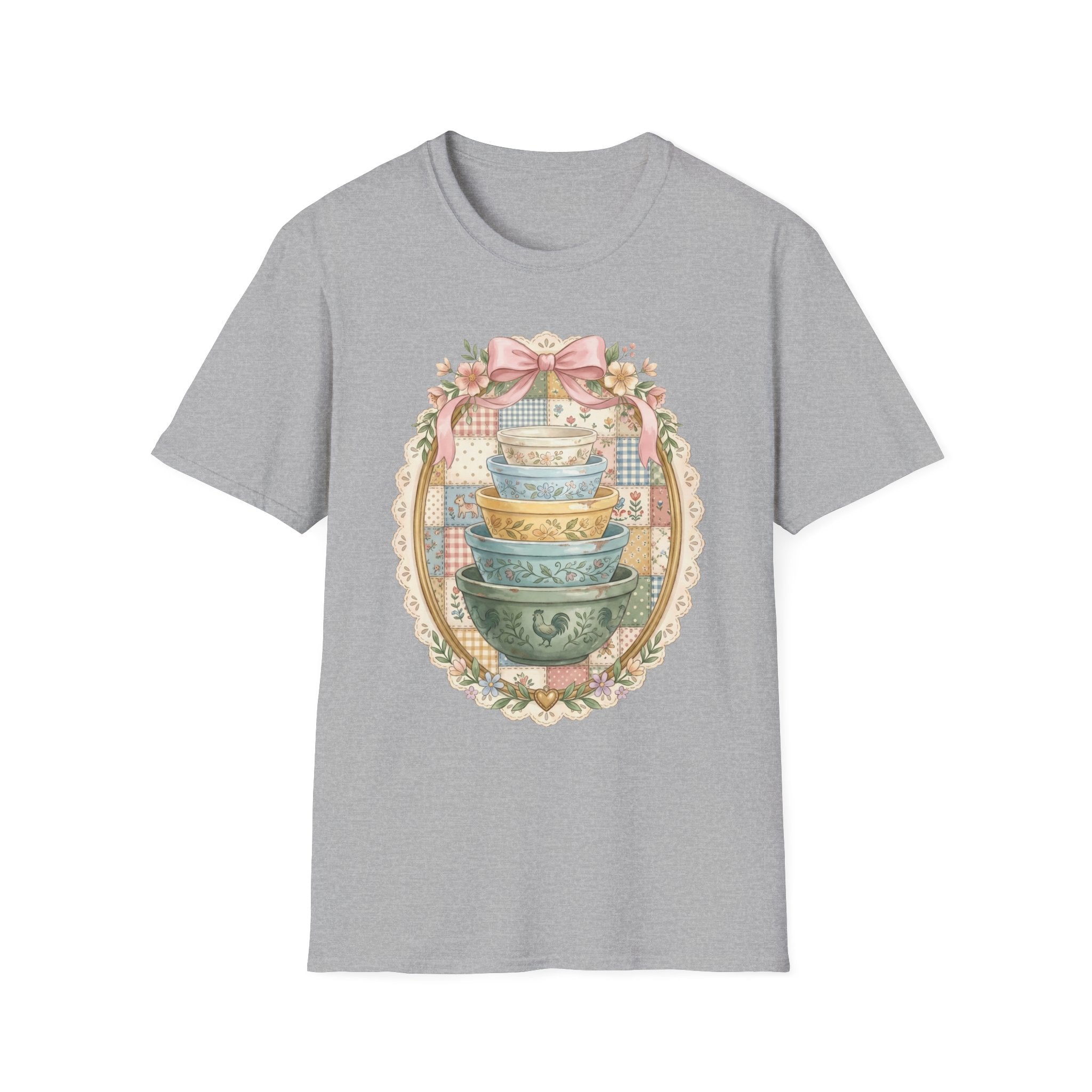 Vintage Mixing Bowls T-Shirt — Shabby Chic Kitchen Stack Graphic Tee