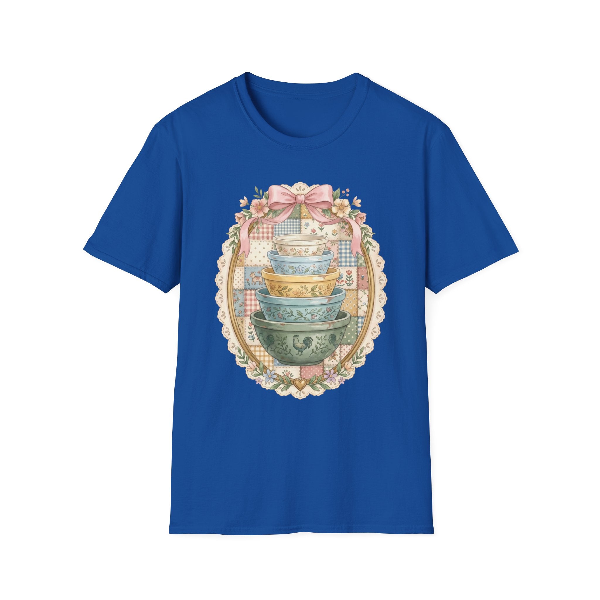 Vintage Mixing Bowls T-Shirt — Shabby Chic Kitchen Stack Graphic Tee