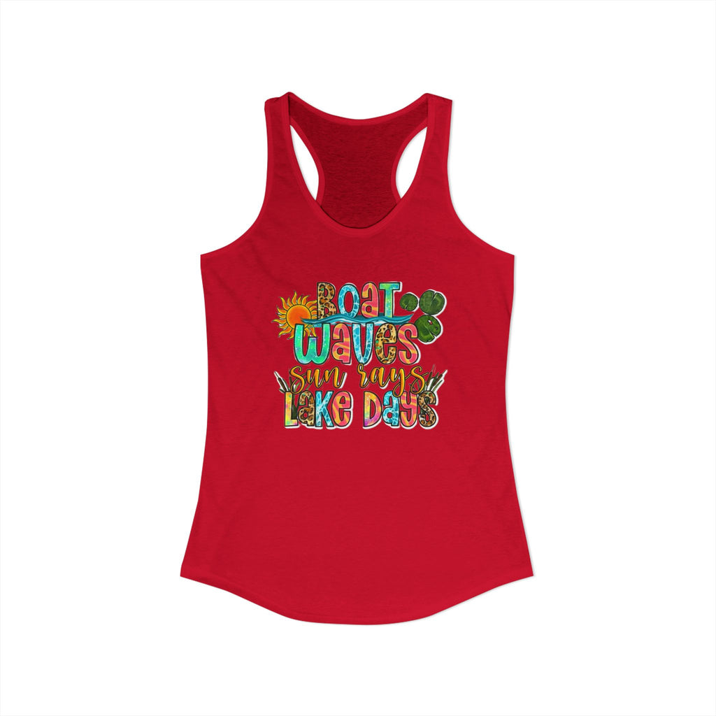 Boat Waves, Sun Rays, Lake Days -- Women's Ideal Racerback Tank